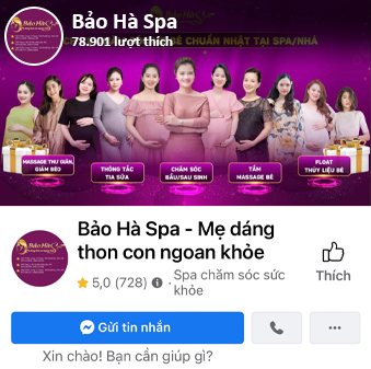 trang chính chủ facebook fanpage Bảo Hà Spa - Dịch vụ spa chăm sóc bầu, Spa chăm sóc sau sinh