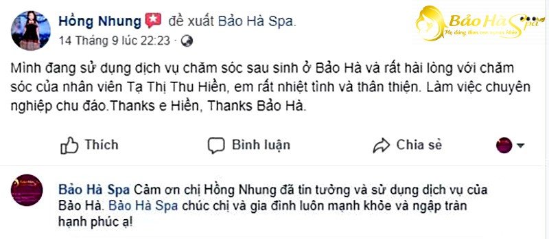 Chị em nói gì về dịch vụ Spa sau sinh tại Hà Nội của Bảo Hà Spa?